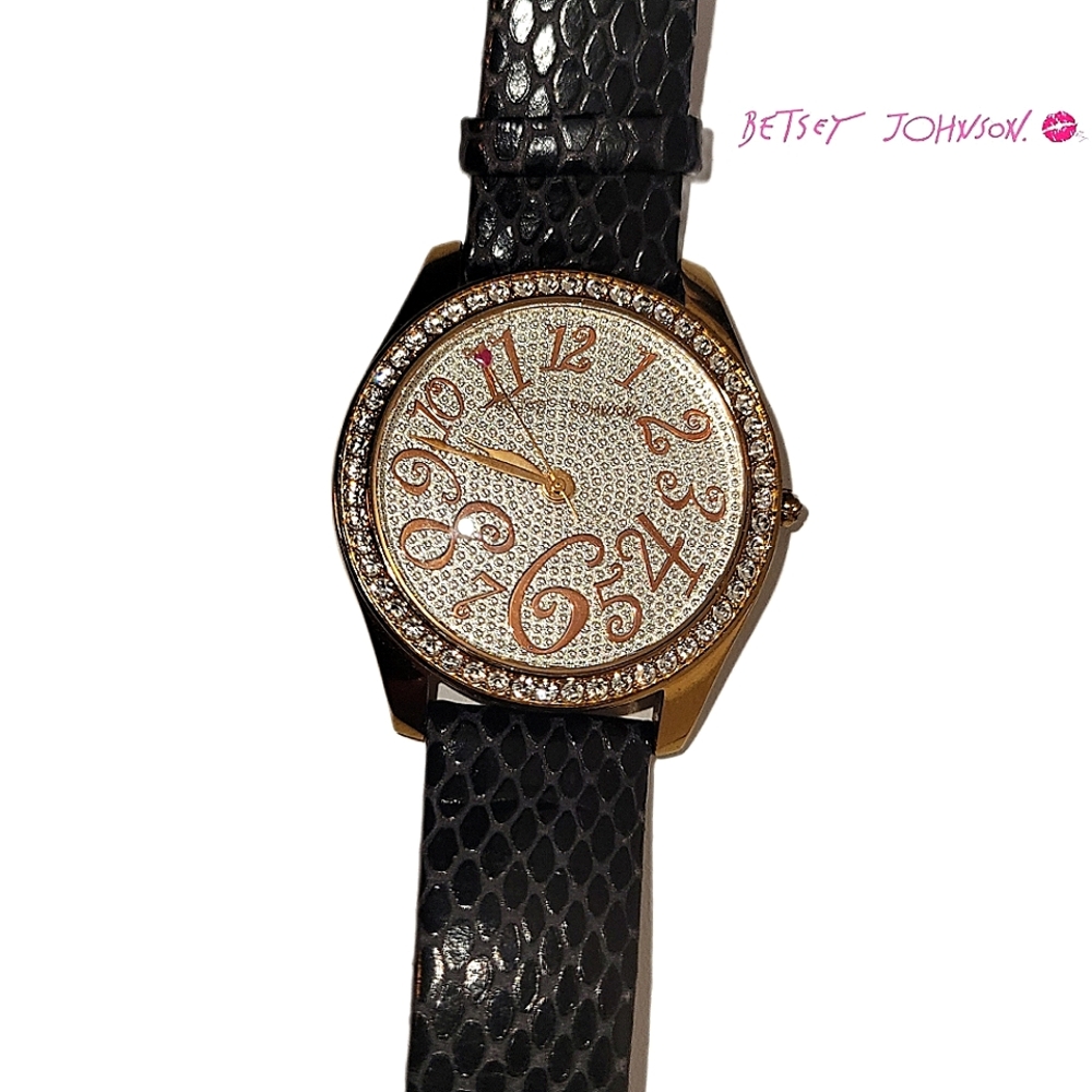 Betsey Johnson Black Leather Wstch